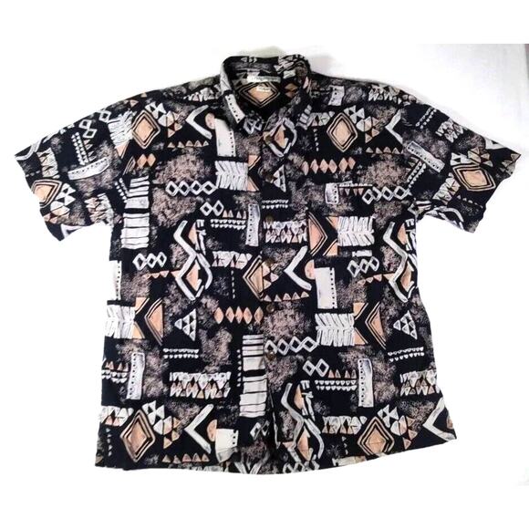 Robert Stock 90s Aztec Style Men's Button Up Shirt Size XL - Picture 1 of 13